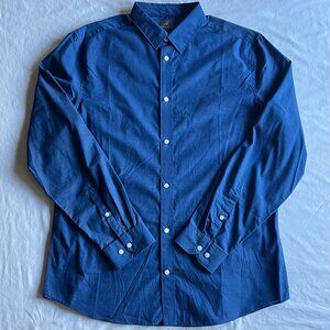 H&M Men's X-Large Dark Blue Slim Fit Easy-Iron Dress Shirt